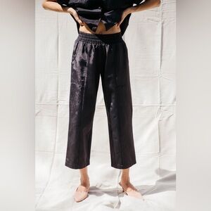 Elegant Black Satin Women's Pants